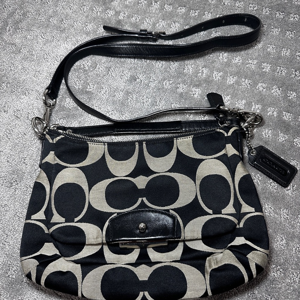 Coach Black Big Logo Designer Shoulder Bag